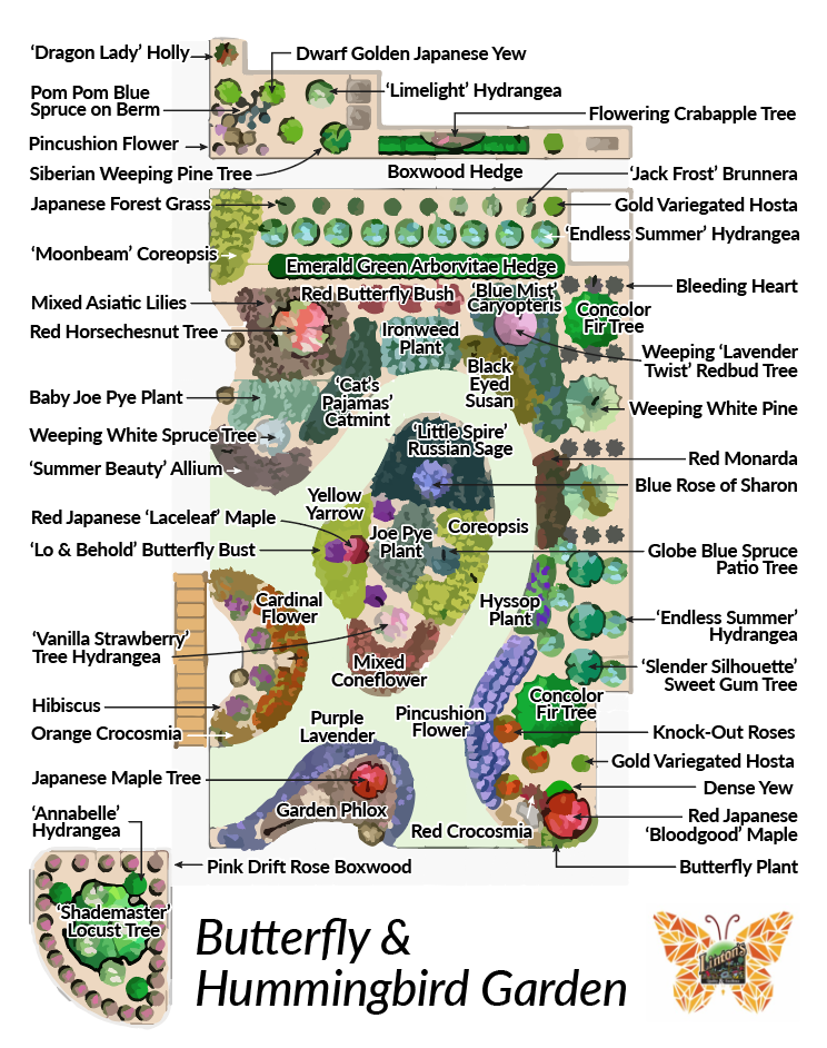 Map of the butterfly garden plants