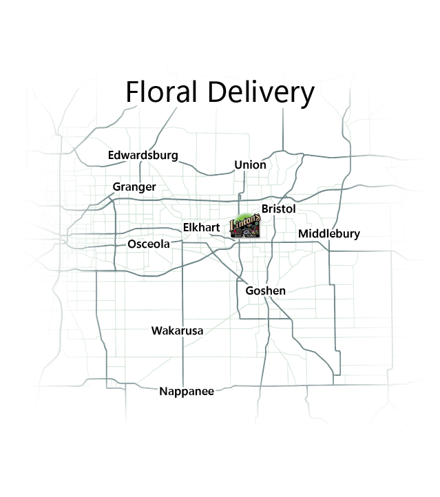 map show the location names of where linton's will deliver floral arrangements